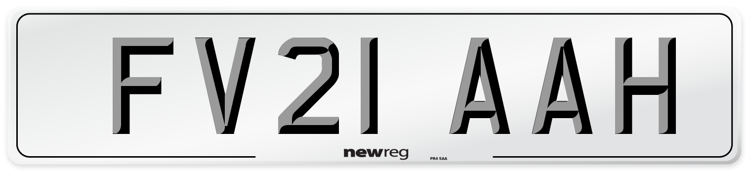 FV21 AAH Number Plate from New Reg